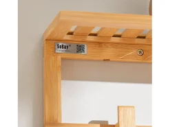 Perchero de Pared con Ganchos bambú,Estante de Pared, con 6 Ganchos y 1 Estante,L 90cm FHK06-N SoBuy ES