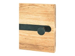 Perchero de pared de diseño industrial de roble y metal negro con 5 ganchos Lorna