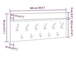 Perchero de pared de roble hecho a mano en madera de ingeniería