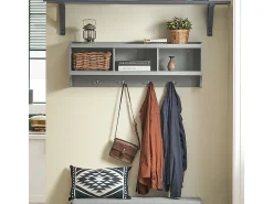 Perchero de Pared Estantería de Pared con 4 Ganchos Gris 100 x 25 x 35 cm FHK28-HG SoBuy ES