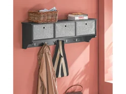 Perchero de Pared Estantería de Pared con 5 Ganchos y 3 Cajones 100 x 20 x 30 cm Negro FRG282-SCH SoBuy ES