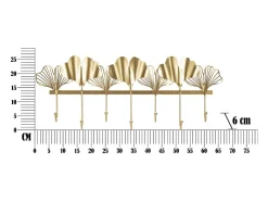 Perchero de Pared Hoja 8, Oro, 66,2x6x26,3 cm, Kendra Home
