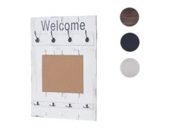 Perchero de pared MCW-C89 con tablón de anuncios, blanco, desgastado