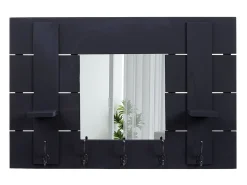 Perchero de pared MCW-C89 con espejo, gris oscuro, desgastado