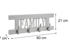 Perchero de pared MCW-C60 Family Shabby look, marrón natural