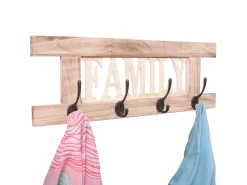 Perchero de pared MCW-C60 Family Shabby look, marrón natural