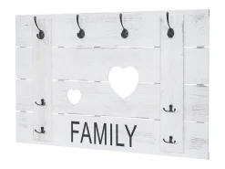 Perchero de pared MCW-C89 Family, estilo shabby chic, blanco, desgastado