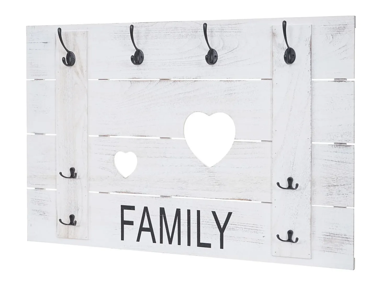 Perchero de pared MCW-C89 Family, estilo shabby chic, blanco, desgastado