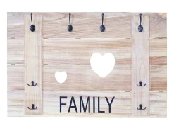 Perchero de pared MCW-C89 Family, estilo shabby chic, marrón natural