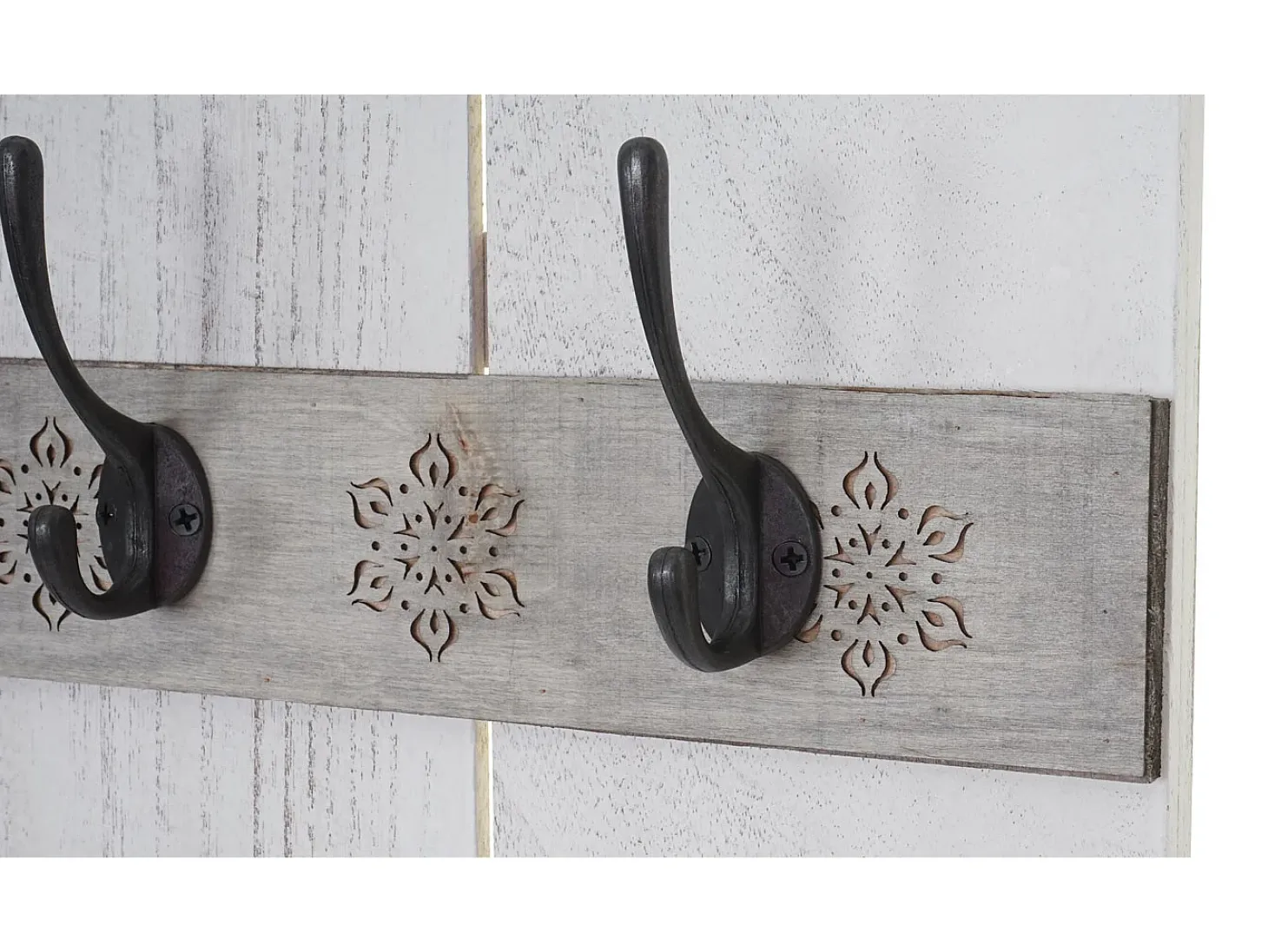 Perchero de pared MCW-C89 Home Shabby-Look, blanco, desgastado