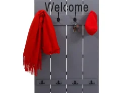 Perchero de pared MCW-C89 Welcome Shabby, gris-azul