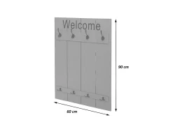 Perchero de pared MCW-C89 Welcome Shabby, gris-azul