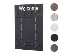 Perchero de pared MCW-C89 Welcome Shabby, gris oscuro, desgastado