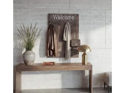 Perchero de pared MCW-C89 Welcome Shabby, marrón, desgastado