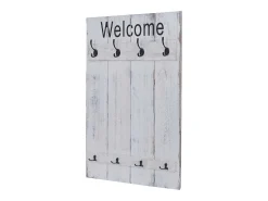 Perchero de pared MCW-C89 Welcome Shabby, blanco, desgastado