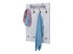 Perchero de pared MCW-C89 Welcome Shabby, blanco, desgastado