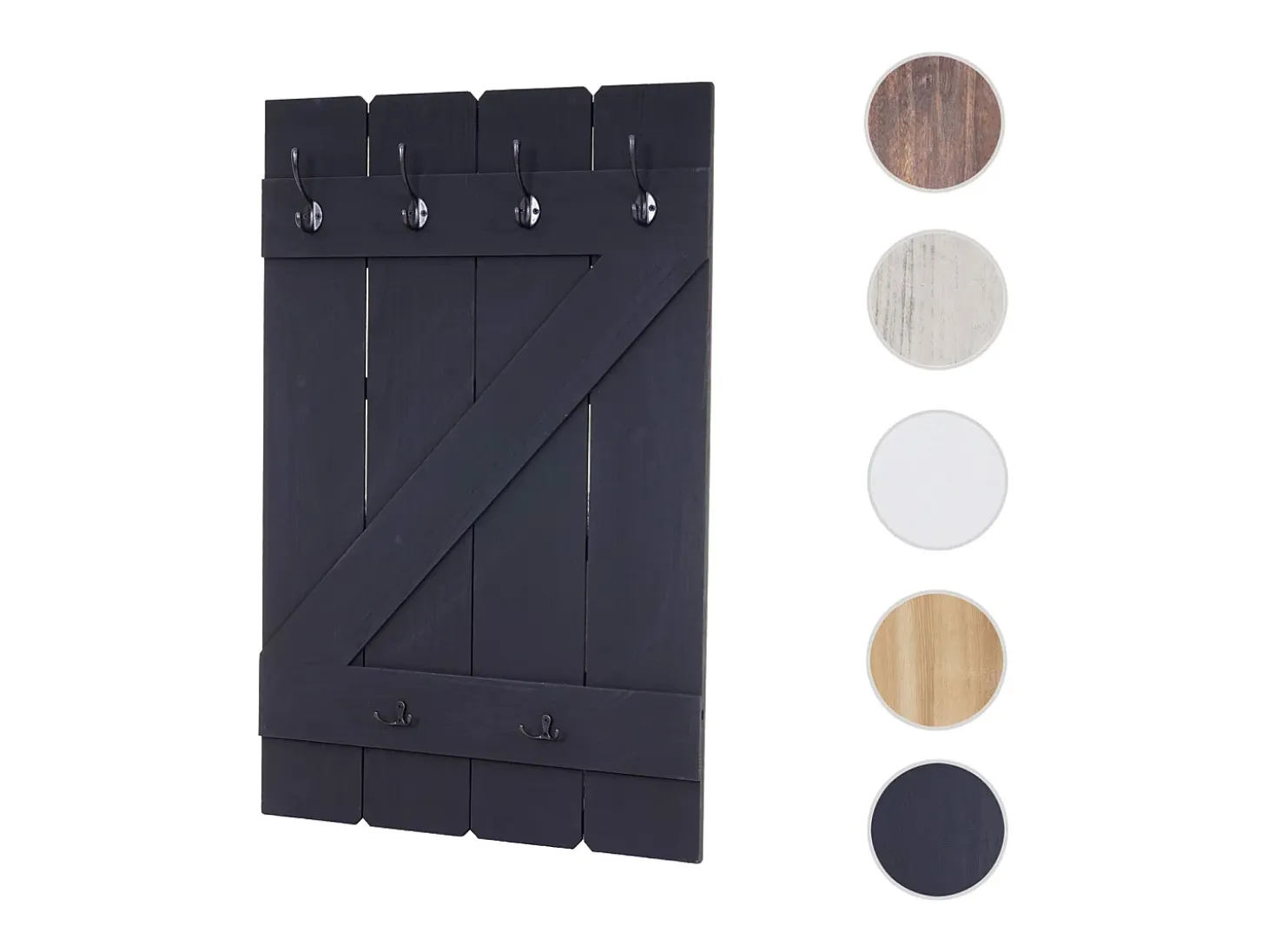 Perchero de pared MCW-D13, gris oscuro shabby