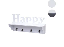Perchero de pared MCW-D41 Happy 4 ganchos, blanco