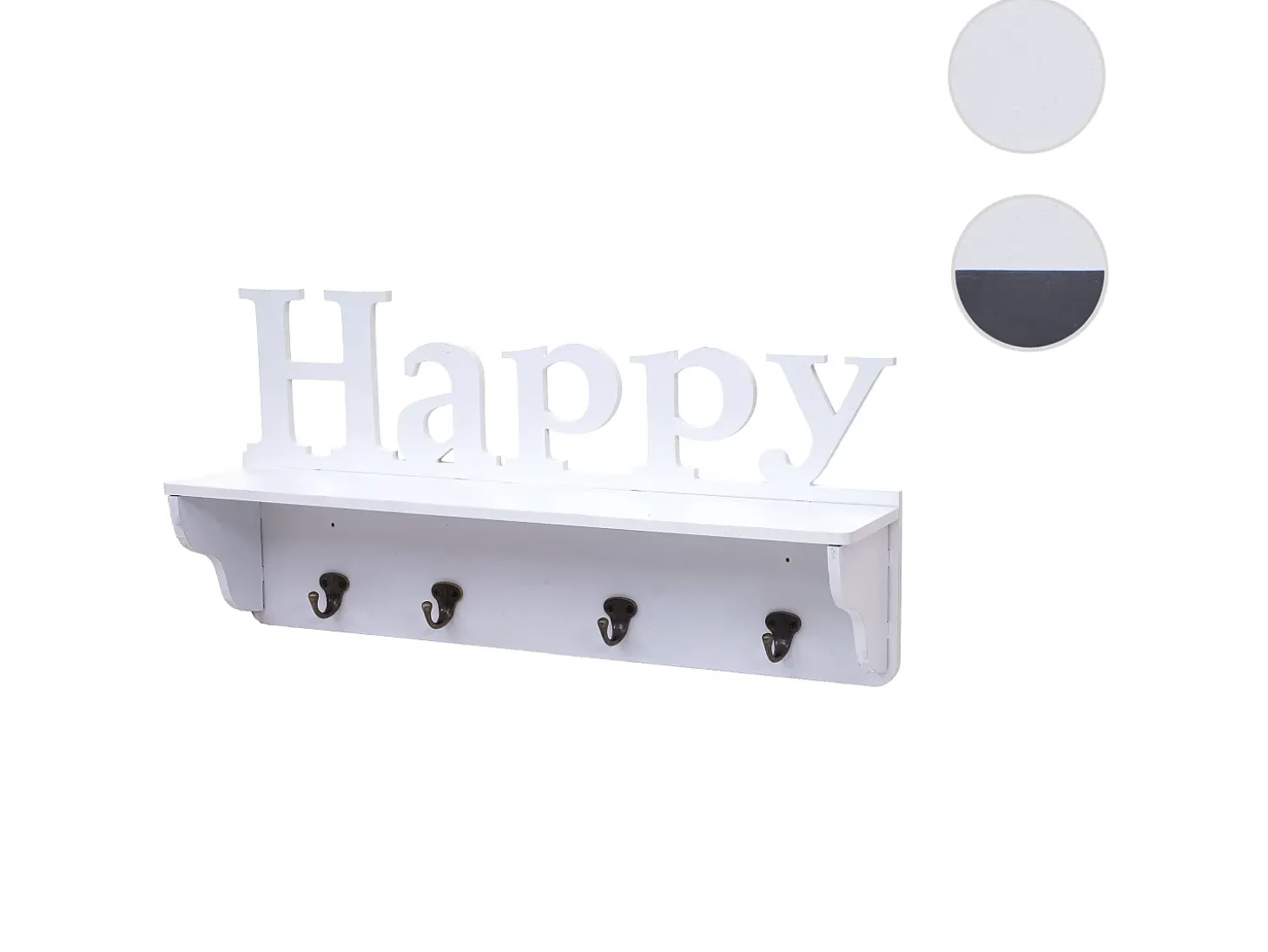 Perchero de pared MCW-D41 Happy 4 ganchos, blanco