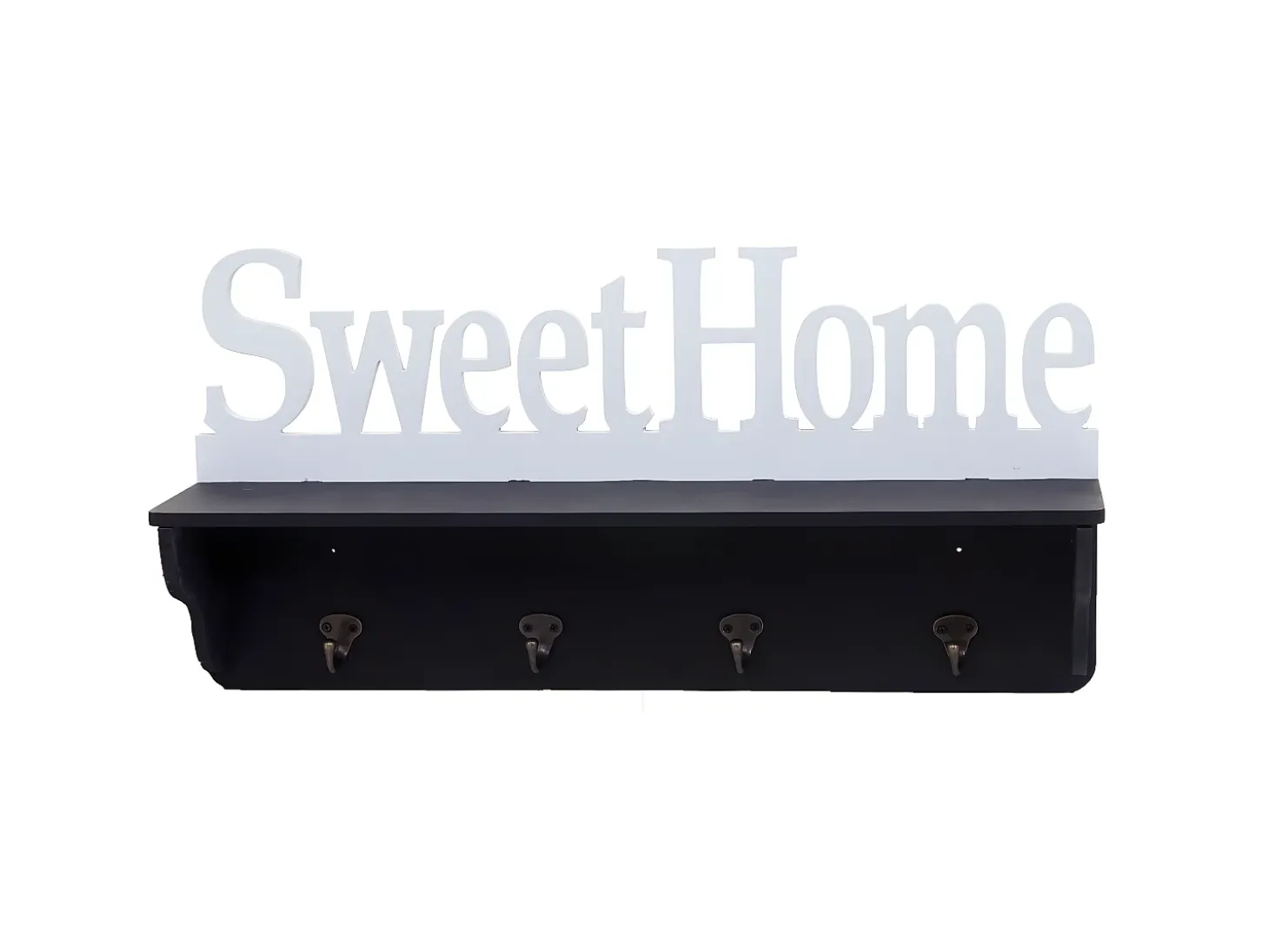 Perchero de pared MCW-D41 Sweet Home 4 ganchos, negro/blanco