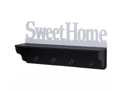 Perchero de pared MCW-D41 Sweet Home 4 ganchos, negro/blanco