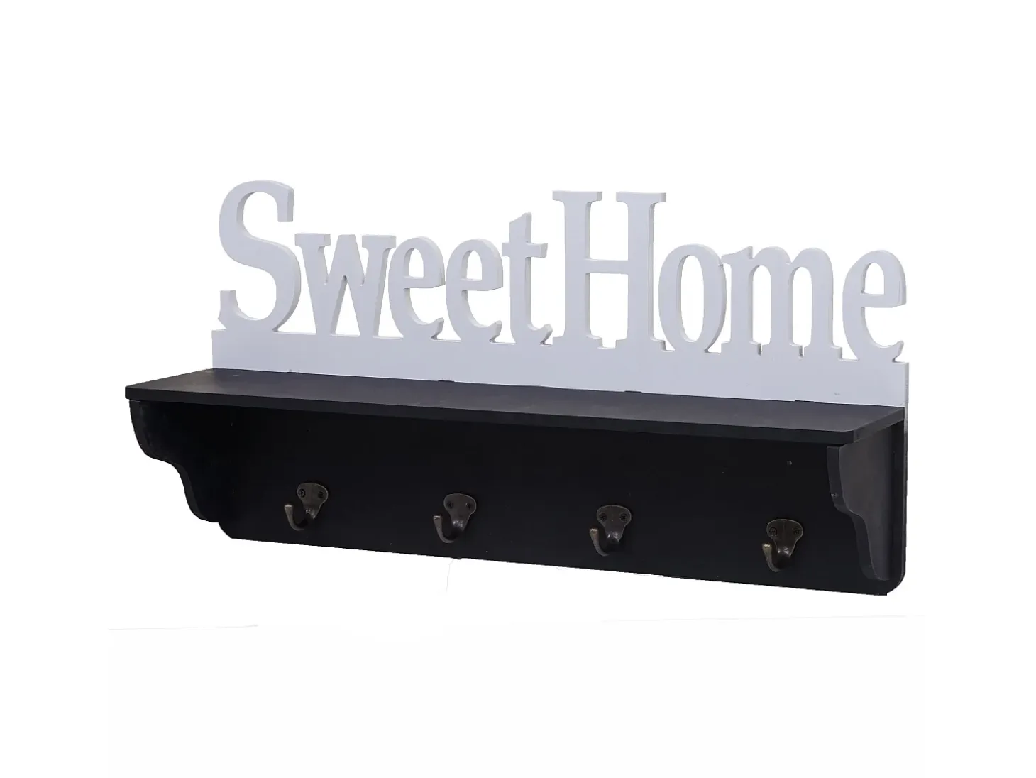 Perchero de pared MCW-D41 Sweet Home 4 ganchos, negro/blanco