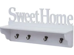 Perchero de pared MCW-D41 Sweet Home 4 ganchos, blanco