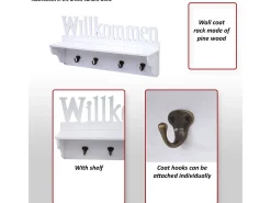 Perchero de pared MCW-D41 Welcome 4 ganchos, blanco/negro