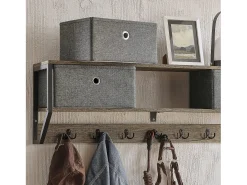 Perchero de Pared para Pasillo, Guardarropa, Estante de Pared con 3 Cestas y 7 Ganchos Dobles Estilo iIndustrial 100 x 20 x 30 cm FHK26-N SoBuy ES