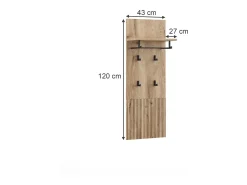 Perchero de pared roble vikingo 43x27x120 eliza