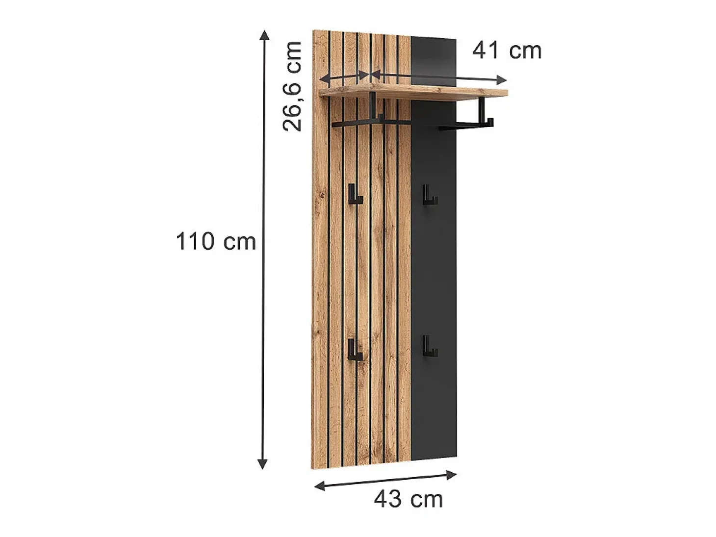Perchero de pared roble wotan 43x26.6x110 amber