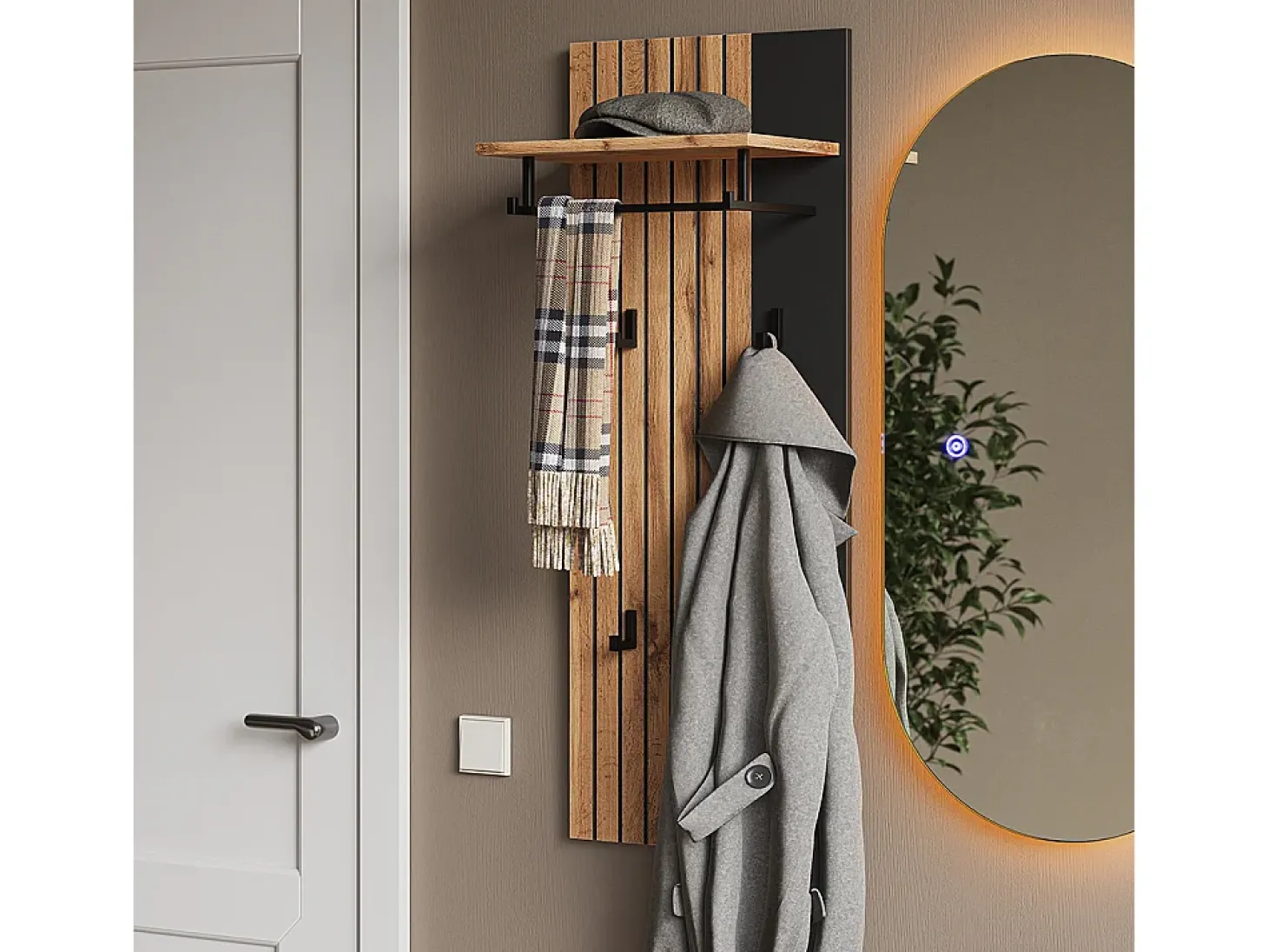 Perchero de pared roble wotan 43x26.6x110 amber