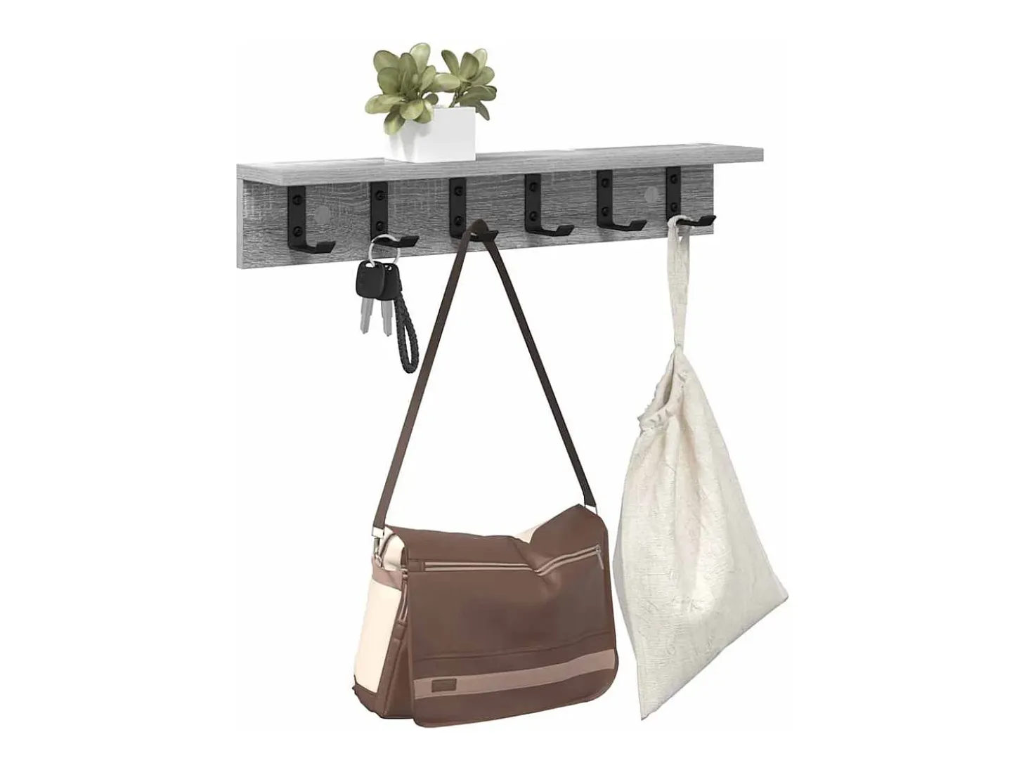 Perchero de pared Sonoma gris 60 x 10,5 x 10,5 cm