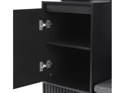 Perchero de pasillo con banco tapizado, 4 ganchos, 2 cajones - negro - 100x35x180 cm