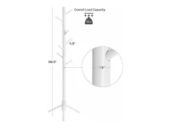 Perchero de pie blanco de madera con 8 ganchos - H175 cm