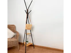 Perchero de pie MOA Vinthera 5 colgadores + 2 estantes negro 180 cm