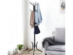 Perchero de pie negro con 12 ganchos - H178 cm