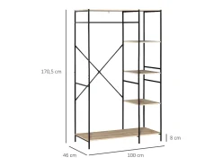 Perchero de ropa madera natural 100x46x170.5 cm HOMCOM
