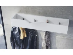 Perchero gancho de pared panel para colgar ropa Kolmio, cuerpo en blanco mate, frente en blanco mate 83,5 x 12,5 x 21 cm
