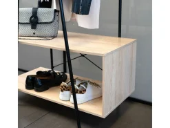 Perchero MOA Vinthera con espejo negro/natural 180x76x40 cm