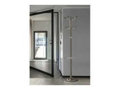 Perchero mod. 421 con paragüero herrajes en cromo satinado lacado moka, 180 cm(alto)37 cm
