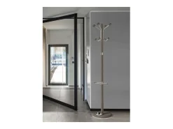 Perchero mod. 421 con paragüero herrajes en cromo satinado lacado moka, 180 cm(alto)37 cm