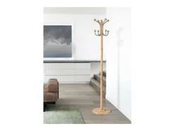 Perchero mod. 406 herrajes cromo satinado lacado natural, 170 cm(alto)35 cm(ancho)35 cm(la