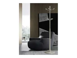 Perchero moderno mod. 414 herrajes cromo satinado lacado visón, 180 cm(alto)37 cm(ancho)