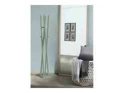 Perchero moderno mod. 470 herrajes cromo brillo lacado verde, 182 cm(alto)34 cm(ancho)34 c