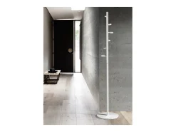 Perchero moderno mod. 401 herrajes cromo satinado lacado blanco, 185 cm(alto)35 cm(ancho)3