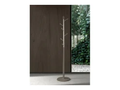 Perchero moderno mod. 413 herrajes en cromo satinado lacado moka, 190 cm(alto)37 cm(ancho)