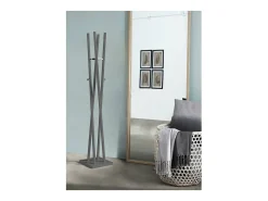 Perchero moderno mod. 470 herrajes cromo brillo lacado gris, 182 cm(alto)34 cm(ancho)34 cm