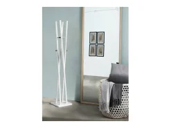Perchero moderno mod. 470 herrajes cromo brillo lacado blanco, 182 cm(alto)34 cm(ancho)34
