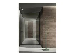 Perchero moderno mod. 428 herrajes en cromo satinado lacado verde, 180 cm(alto)34 cm(ancho